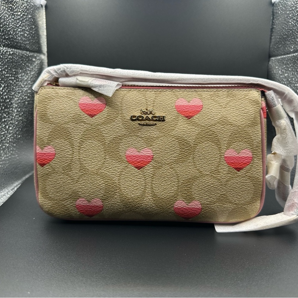 Coach Nolita 19 in Signature Canvas with Stripe Heart Print.